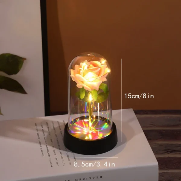 Artificial Flowers LED Red Rose Creative Valentine's Day Gift Rose in Glass Cover with Stand Light Up Rose Wedding Galaxy Rose - Image 2