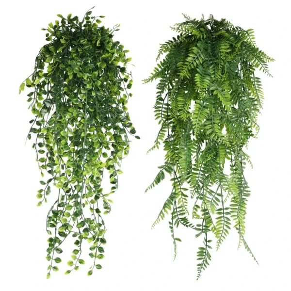 90cm Persian fern Leaves Vines Home Room Decor Hanging Artificial Plant Plastic Leaf Grass Wedding Party Wall Balcony Decoration - Image 2