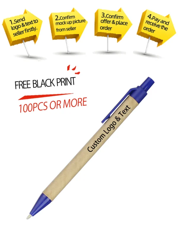 Eco Paper Ball Pen Black Ink Custom Ballpoint Green Concept Environment Friendly Customized Promotion Gift Personalize Logo Pens - Image 2